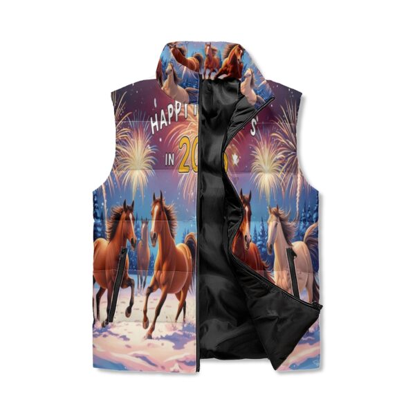 Unisex Lightweight All Over Printing Stand Collar Zip Up Puffer Vest - Image 3