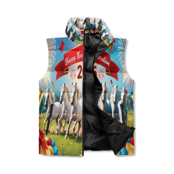 Unisex Lightweight All Over Printing Stand Collar Zip Up Puffer Vest - Image 3