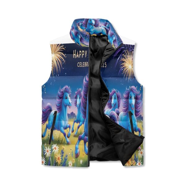 Unisex Lightweight All Over Printing Stand Collar Zip Up Puffer Vest - Image 3