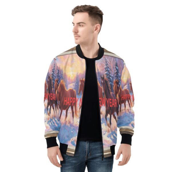 Men's All Over Print Zip Up Bomber Jacket - Image 4