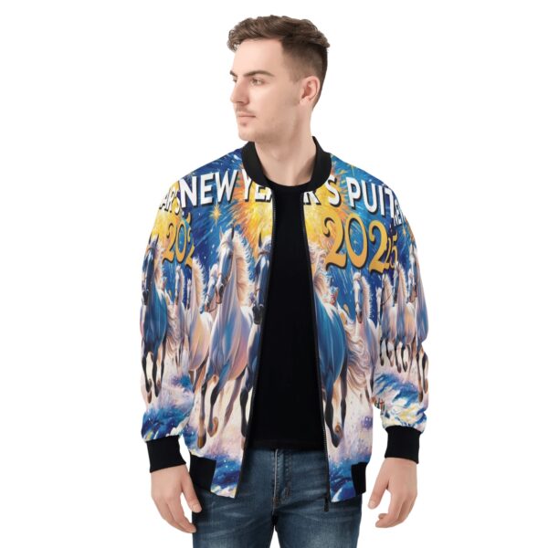 Men's All Over Print Zip Up Bomber Jacket - Image 4