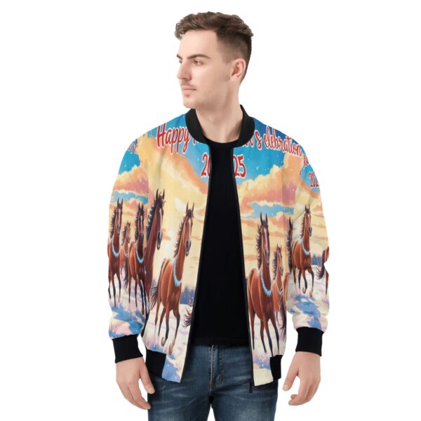 Men's All Over Print Zip Up Bomber Jacket - Image 4