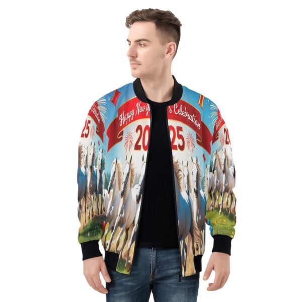 Men's All Over Print Zip Up Bomber Jacket - Image 4