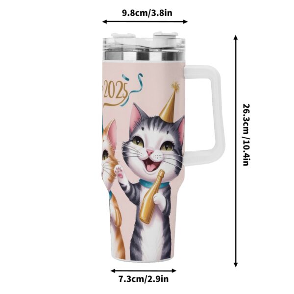 Personalized 40oz Stainless Steel Tumbler Gift With White Handle and Straw - Image 6